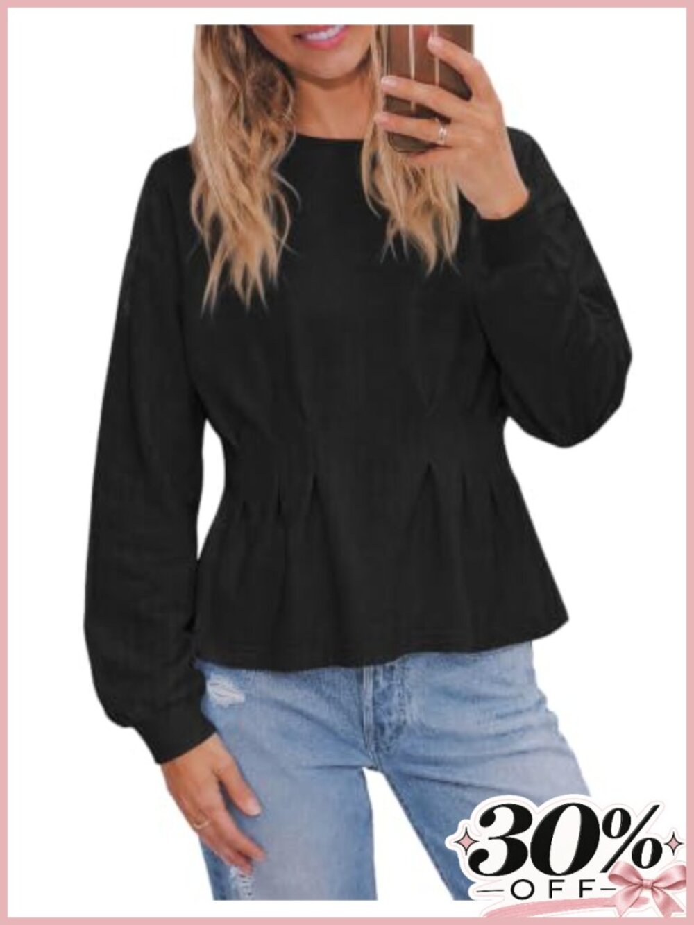 Cropped Crewneck Pullover Sweatshirt Long Sleeve Cotton Blend Casual